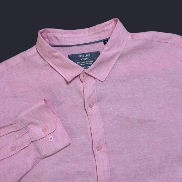 Free Line Athens Other - Free Line Athens 100% Linen Long Sleeve Button Down Shirt Size XL Pink Regular
